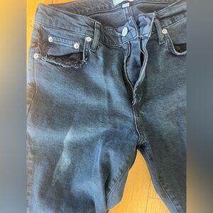 Agolde Dark Wash Gray Frayed Toni Mid Rise Denim Jeans size 27